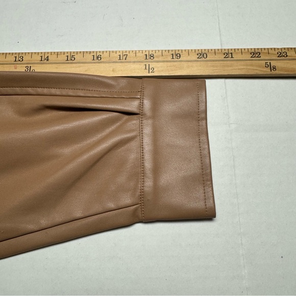 Aaron & Amber Faux Leather Shacket (Shirt Jacket) In Camel Brown Size: Large - Picture 11 of 13
